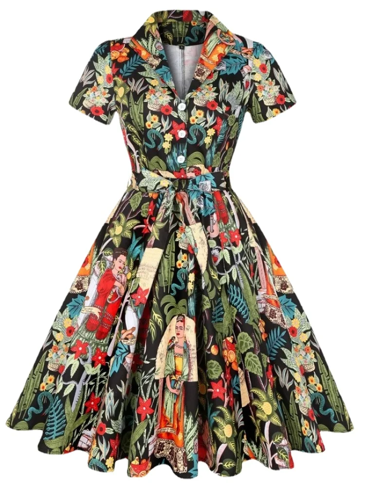 Женское винтажное платье в стиле ретро подиумное Повседневное с коротким