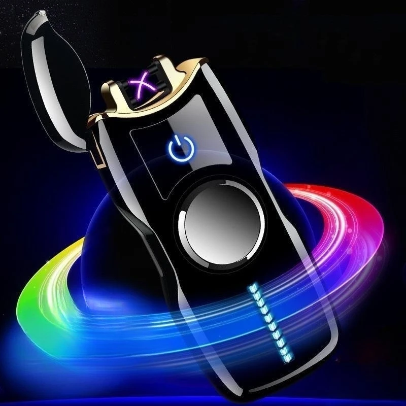

Цветная зажигалка с гироскопом на кончик пальца, зажигалка с двойной дугой, USB зарядка, ветрозащитная плазменная зажигалка с импульсом, новый креативный и забавный подарок
