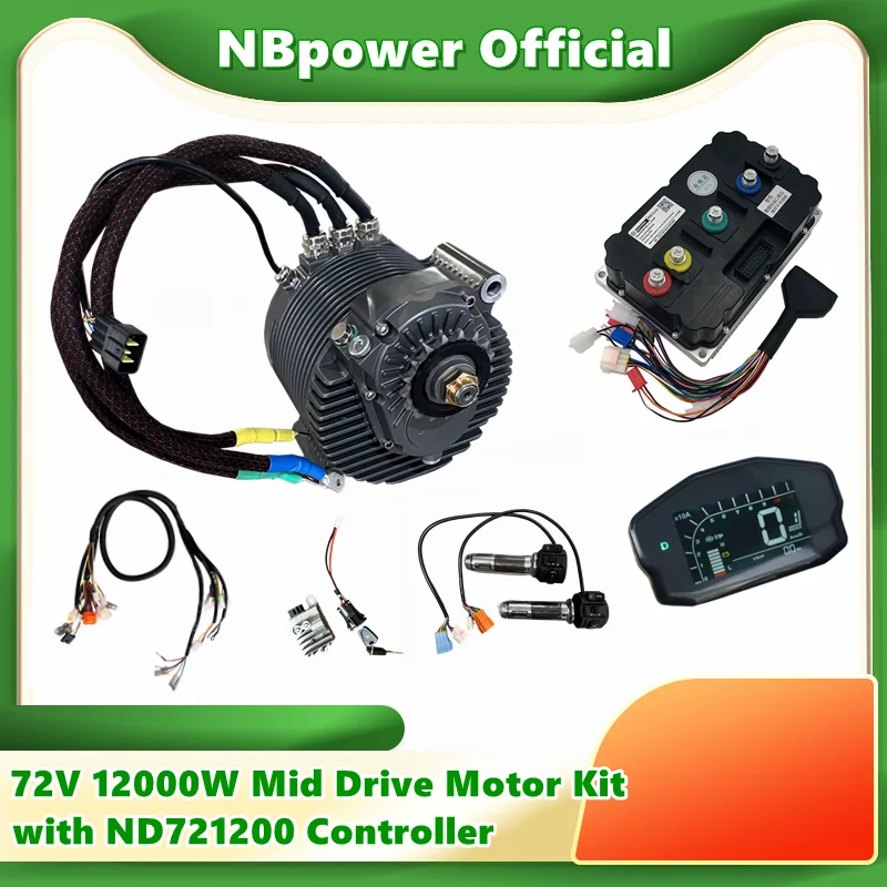Фото Новейший Средний приводной мотор NBpower 72 в 12 кВт пиковый 24 кВт для взрослых Электрический мотоцикл-внедорожник с контроллером Fardriver ND721200 №1