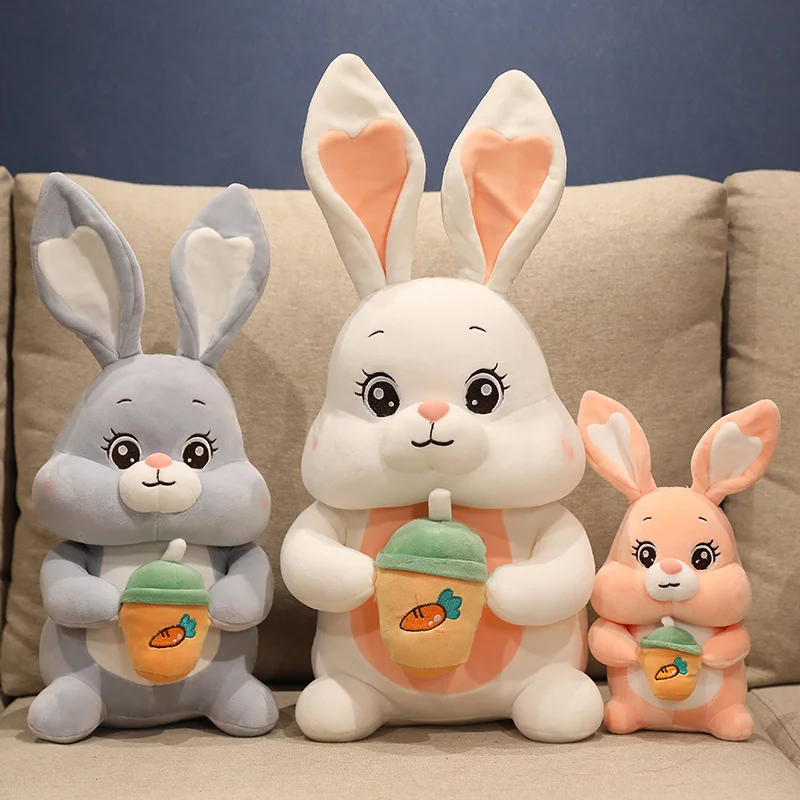 

Мультяшный милый кролик, плюшевая игрушка, питьевой молочный чай, успокаивающие Детские куклы для отправки друзьям, подарки на день рождени...
