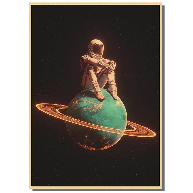 Винтажная космическая мечта астронавт и искусство крафт-бумага ретро плакаты