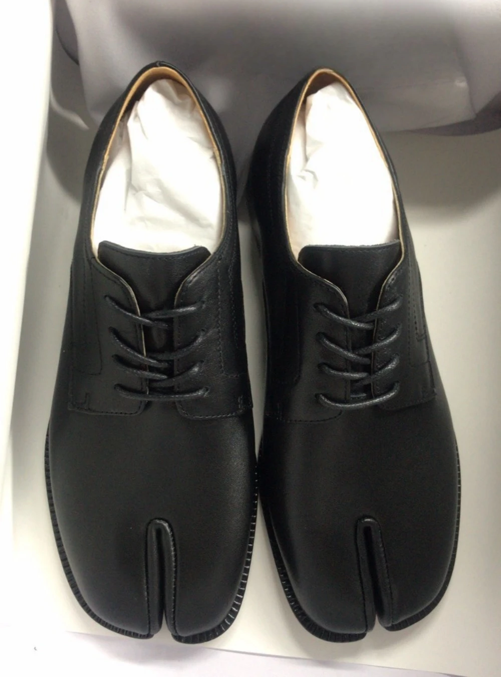 Automne - hiver 2024 euro américain nouvelle semelle épaisse talon Split Toe chaussures en cuir véritable sabot