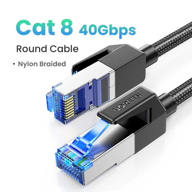 Кабель Ethernet CAT 8, из нейлона, сетевой кабель RJ45, 40 Гбит/с, 2000 ...