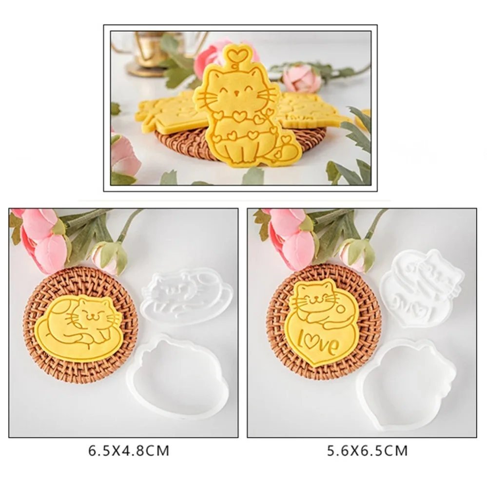 Фото Формочки для печенья ко Дню святого Валентина: милые кошачьи 3D-формы для вырезания из теста, инструменты для выпечки своими руками №3