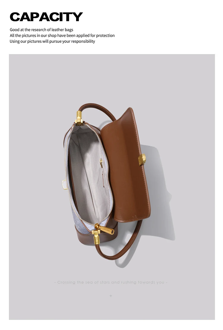 Elmsk 2022 Fashion Armpit Bag Women French Vintage Denim And Leather Patchwork Square Bag