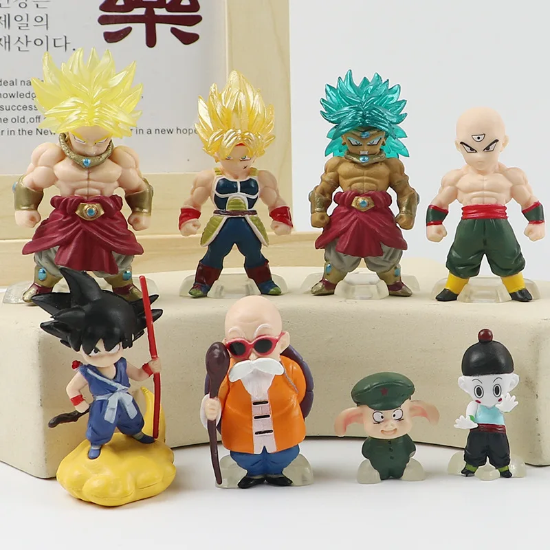 

8pcs Set Anime Figure Dragon Ball Son Goku Vegeta Tenshinhan Muten Roshi Kawaii Q Action Figural Toys PVC Mode Child Gifts