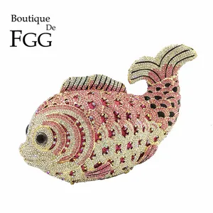 Женский клатч Boutique De FGG, розовая вечерняя сумочка-клатч с кристаллами и бриллиантами, Свадебный мини-кошелек
