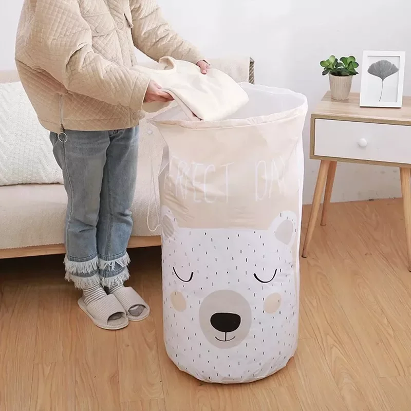 

2022New Cartoon Bear Collapsible Storage Bag Transparent Storage Organizers Clothes Blanket Baby Toy Basket Travel Suitcases Qui
