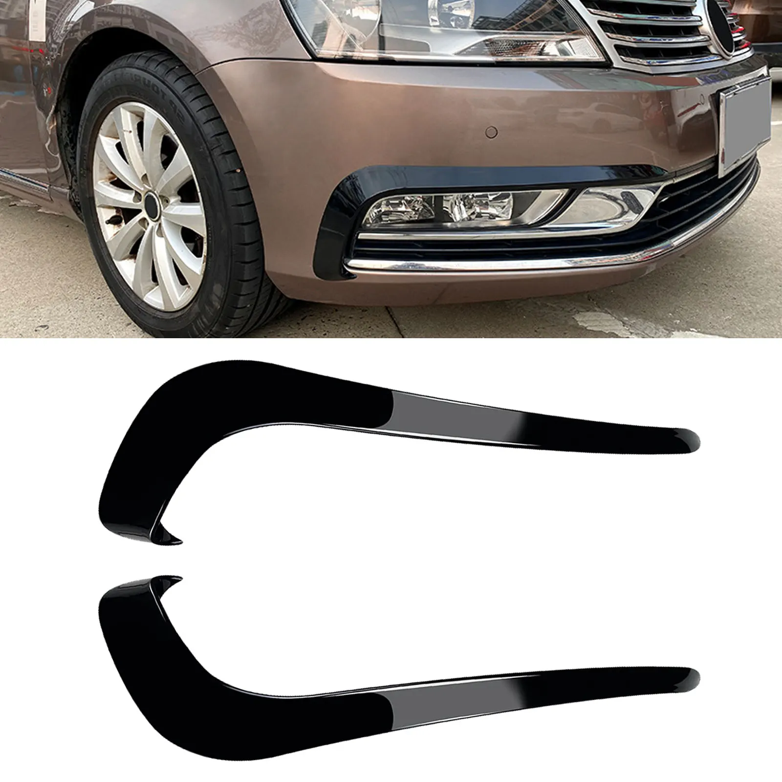 

Fog Front Light Frames Cover Trim Racing Sticker Grille For VW Passat B7 Sedan Variant 2011-2015 Gloss Black ABS Body Kit Tuning