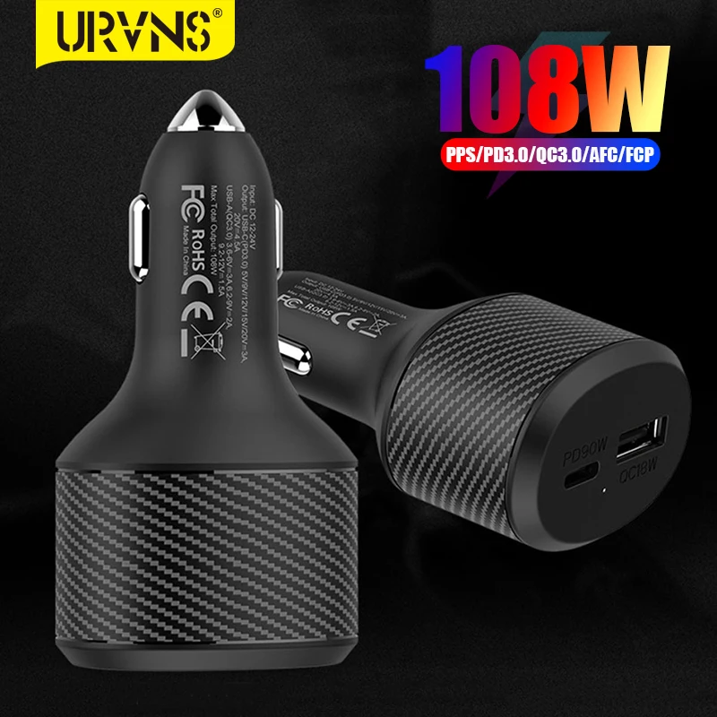 Автомобильное зарядное устройство URVNS 108 ВТ USB C PD 90 Вт и QC3.0 18 2 - Цена: 1497.44