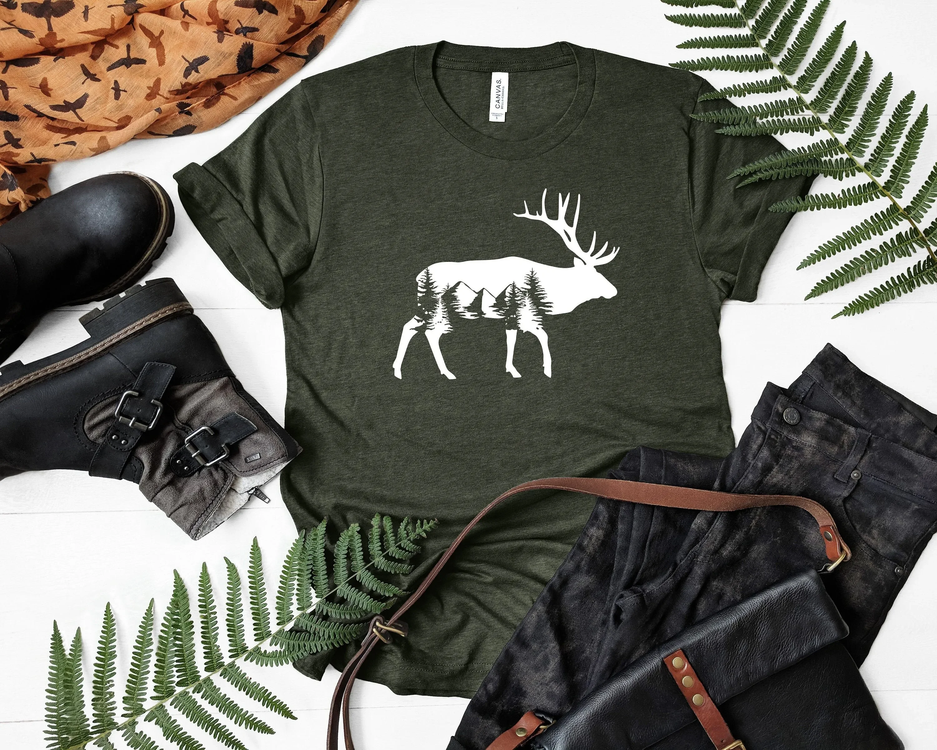 Camiseta de alce para acampar aventura senderism WanderlusT путешествия монтажа Nature
