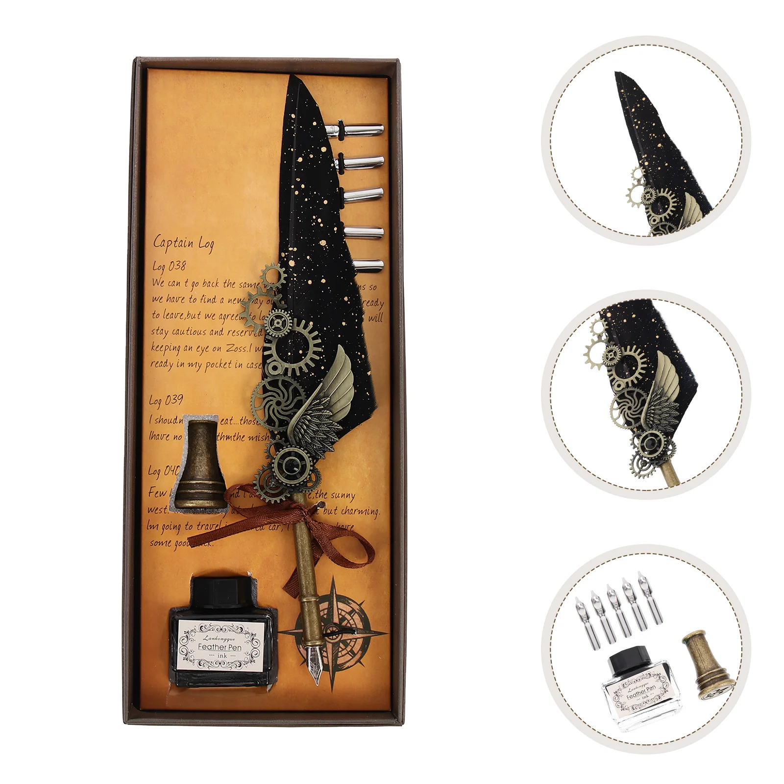 

Pen Quill Calligraphy Ink Set Dip Pens Writing Gift Metal Beginners Retro Vintage