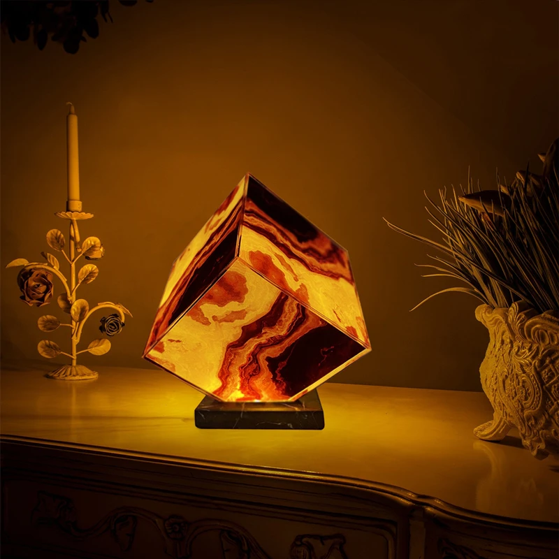 

Volcanic Lamp Acrylic Onyx Marble Night Atmosphere Light Lava Vision Decoration for Living Room Bedroom Kitchen Bathroom