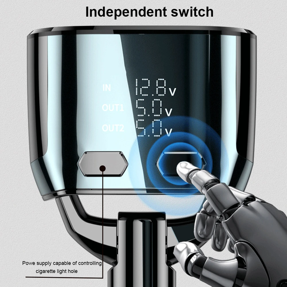 Car Charger 155W Cigarette Socket 90W LED Display Type-C PD20W Quick Charge USB 66W Super Fast Charge For IPhone Samsung Xiaomi