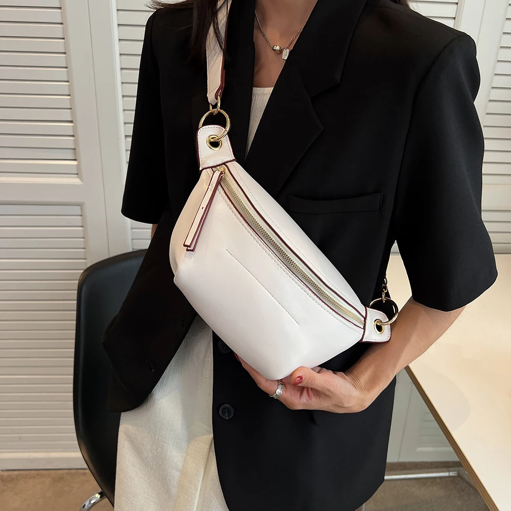 

Однотонная Повседневная сумка-мессенджер из искусственной кожи с полумесяцем, женский маленький кошелек на цепочке и ремешке, на молнии, дл...