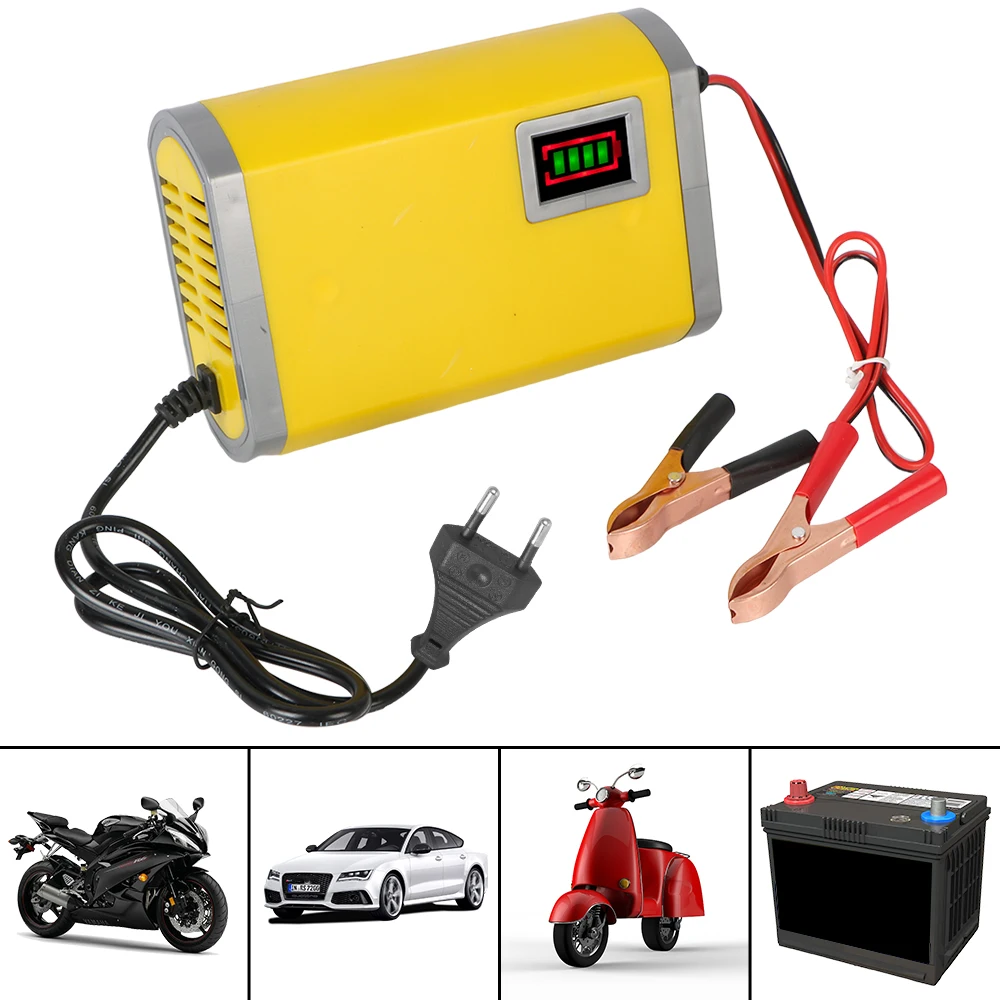 Smart Car Battery Charger For 20AH/60AH/80AH Lead Acid Batteries DC 12V 6A Output AC 110-220V For Car Motorcycle Electric Bik