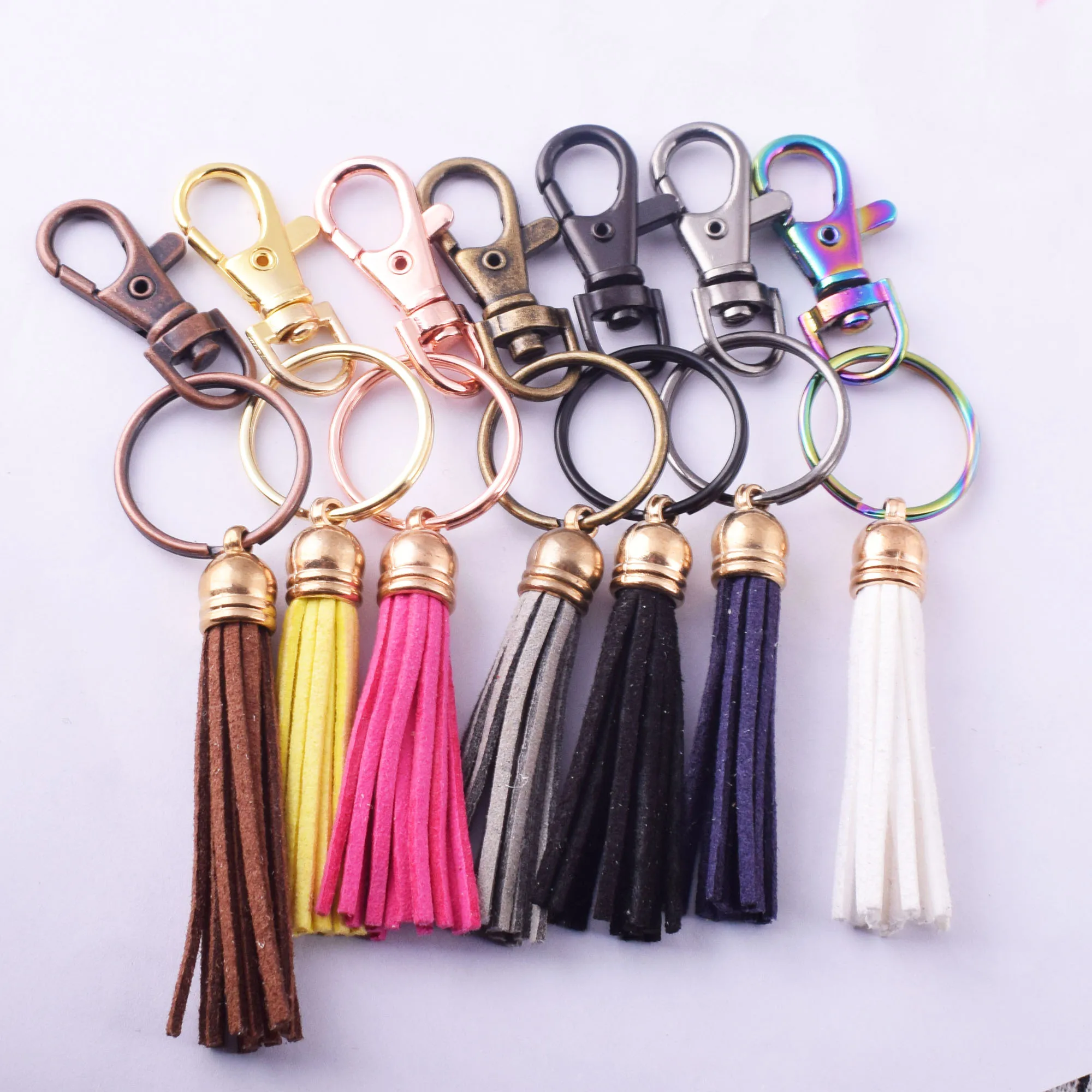 

2 sets Key Rings Lanyards Clasp Clip With Tassel Lobster Claw With Jump Ring for Purse Handbag Hardware Parts Key Fob Supplies