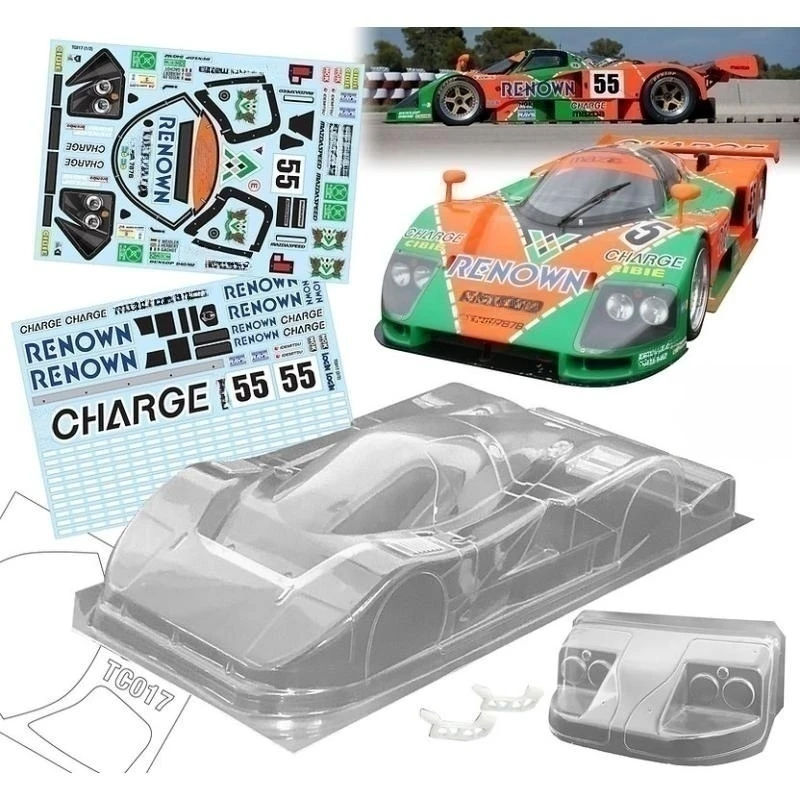 Shell Mazda 787b Clear Lexan Pc Car Body W/rear Wing And Renown Decal Set For Rc Drift Model 258