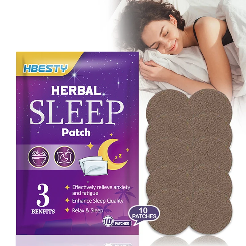 

10Pcs/Bag Herbal Sleeping Patches Relieve Stress Anxiety Improve Insomnia Brain Relax Sticker Personal Health Care Accessories