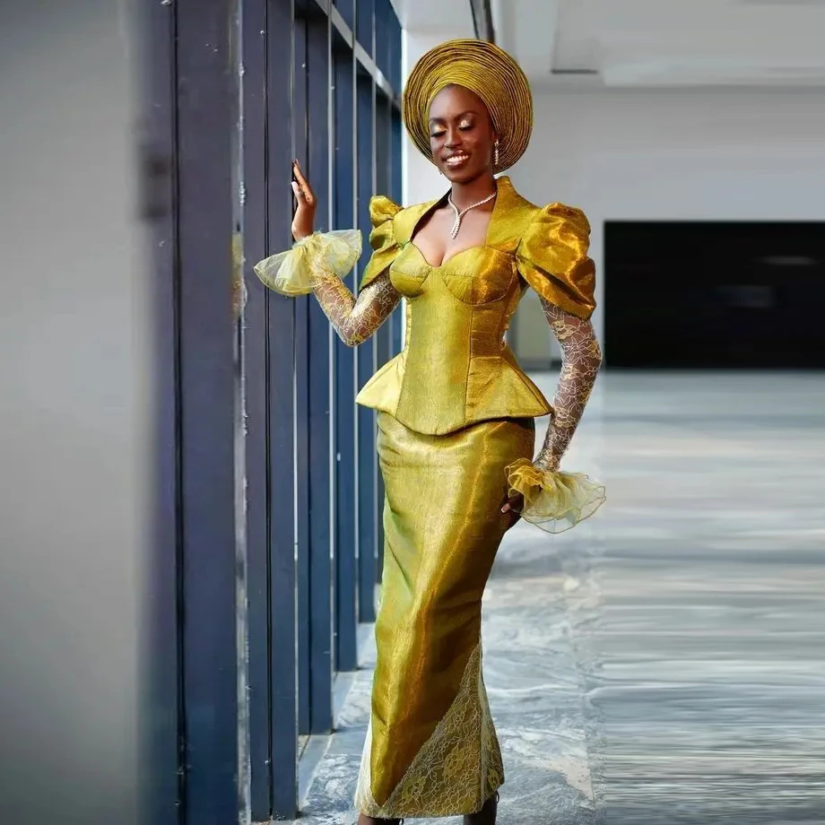 Платья для выпускного вечера с кружевными рукавами и баской платье милое Aso Ebi