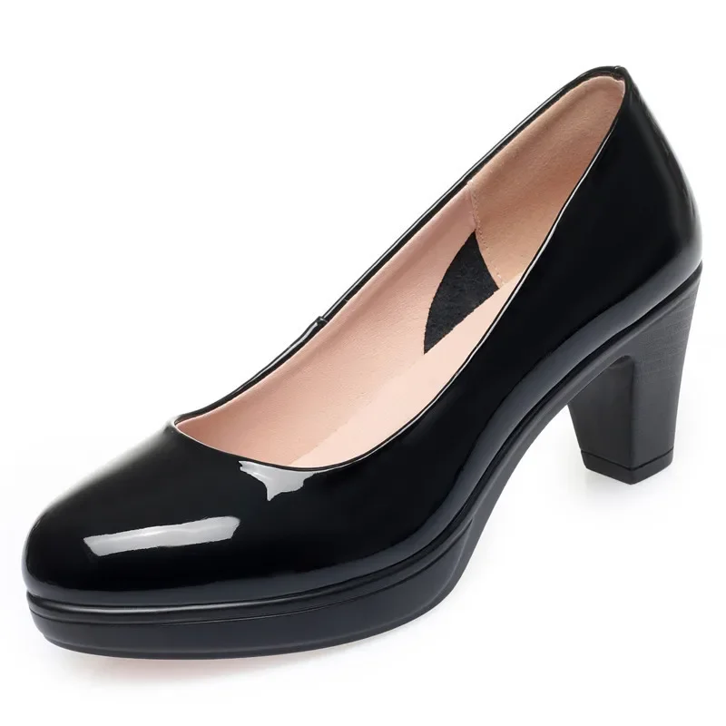 Элегантные туфли-лодочки из лакированной кожи размеры 34-42 6 см 8