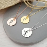new stainless steel birthflower necklace for women girls vintage 12 month birth month flower pendant necklaces fashion jewelry