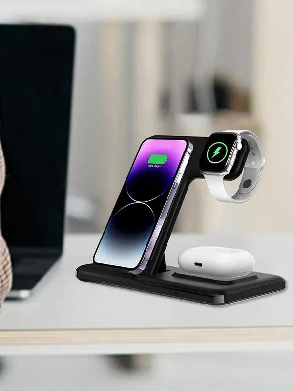 

3 In 1 Foldable Portable Wireless Charger Stand ForApple ForApple Watch 15W Non-slip Fast Charging Dock Station ForAirPods