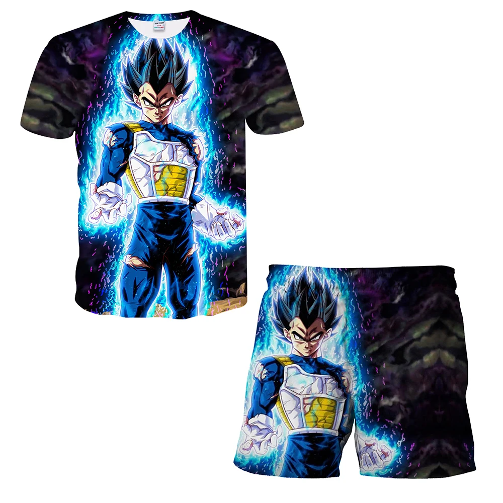 

Anime Dragon Ball Z Clothes Sets Kids Boys T-shirts Summer Beach Suit Dragon Ball T Shirt Shorts 2 Pcs Suits Children Clothing