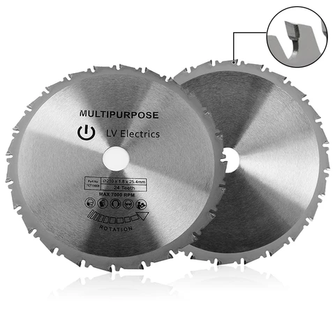 Диск для циркулярной пилы твердосплавный 210 × 25,4 мм 24T, многофункциональный пильный диск для резки металла, дерева, пластика