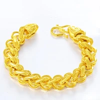hoyon genuine gold color 24k bracelets for women fine jewelry dragon head sand gold hand chain bracelets wedding party gifts
