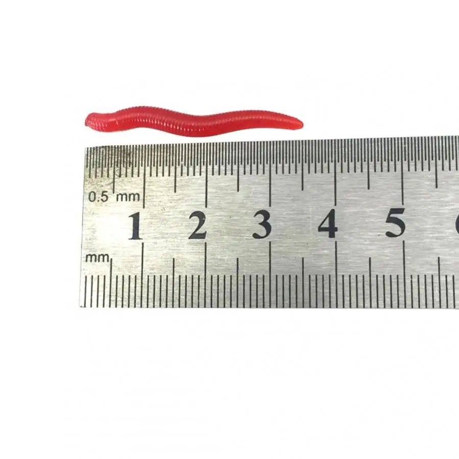 

200pcs/lot PVC 1.4inch Simulation Earthworm Red Worms Artificial Fishing Lure Tackle Soft Bait