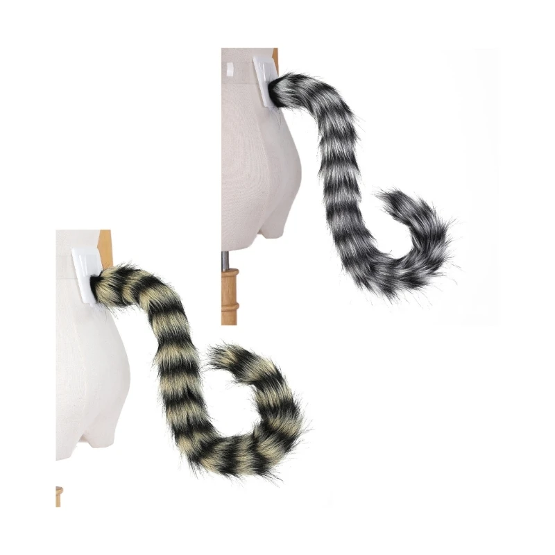 

Y1UE Lolitas Wolf Tail Soft Long Faux Furs Cats Wolf Costume Tail for Halloween Christmas Fancy Party Costume Adjustable