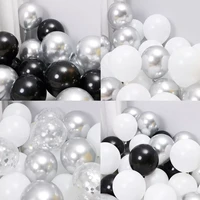 50pcs black white silver pearl latex confetti balloons new year wedding christmas birthday party decorations globos