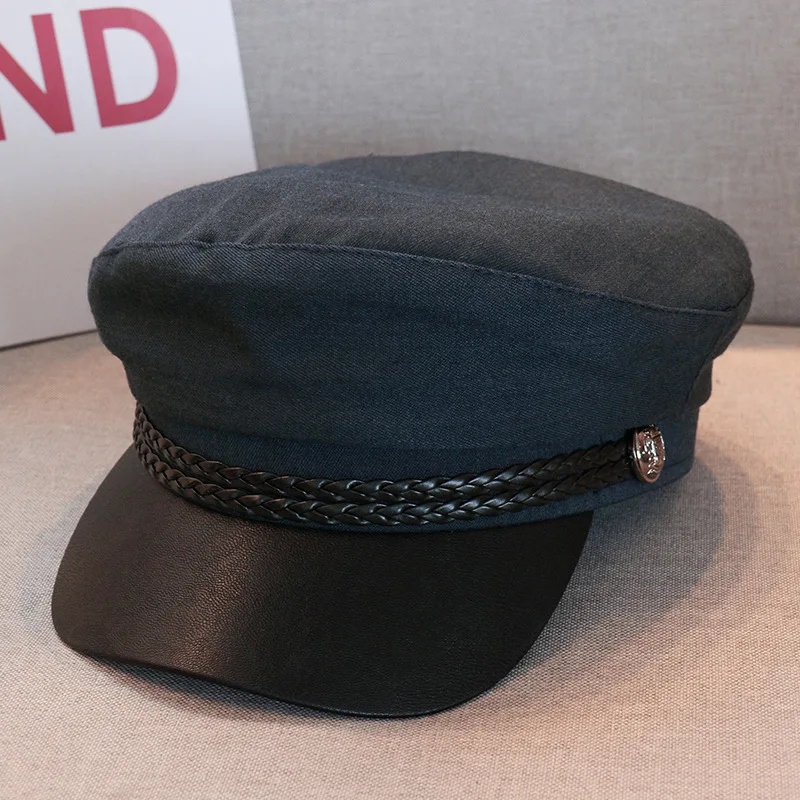 Простая шапка унисекс красная черная плоская темно-синяя женская мужская береты