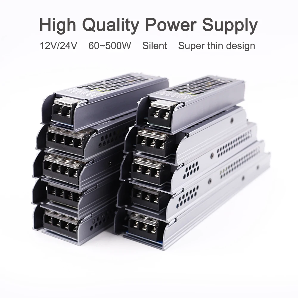 12V 24V LED Power Supply PSU 500W 400W 300W 200W 100W 60W LED Driver Transformer AC 220V to DC Converter for LED Strip Lighting