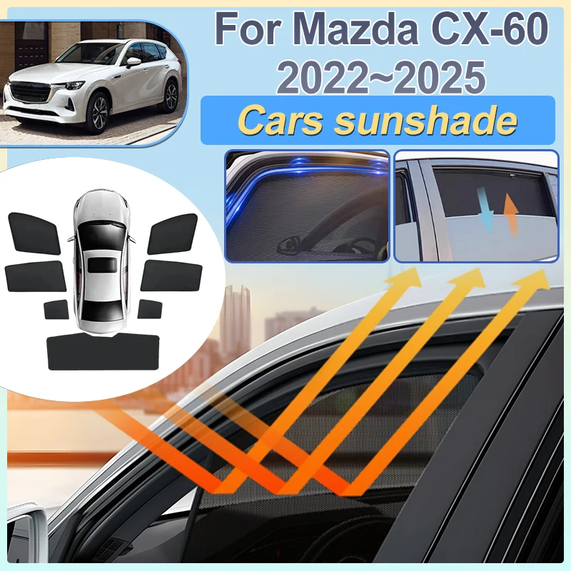 Для Mazda CX-60 2022 2023 2024 2025 (CX60) — Солнцезащитная сетка-шторка на магнитах для автомобиля, защитный экран от солнца, автоаксессуары (art.: 3920d9f930248) - 3920d9f930248
