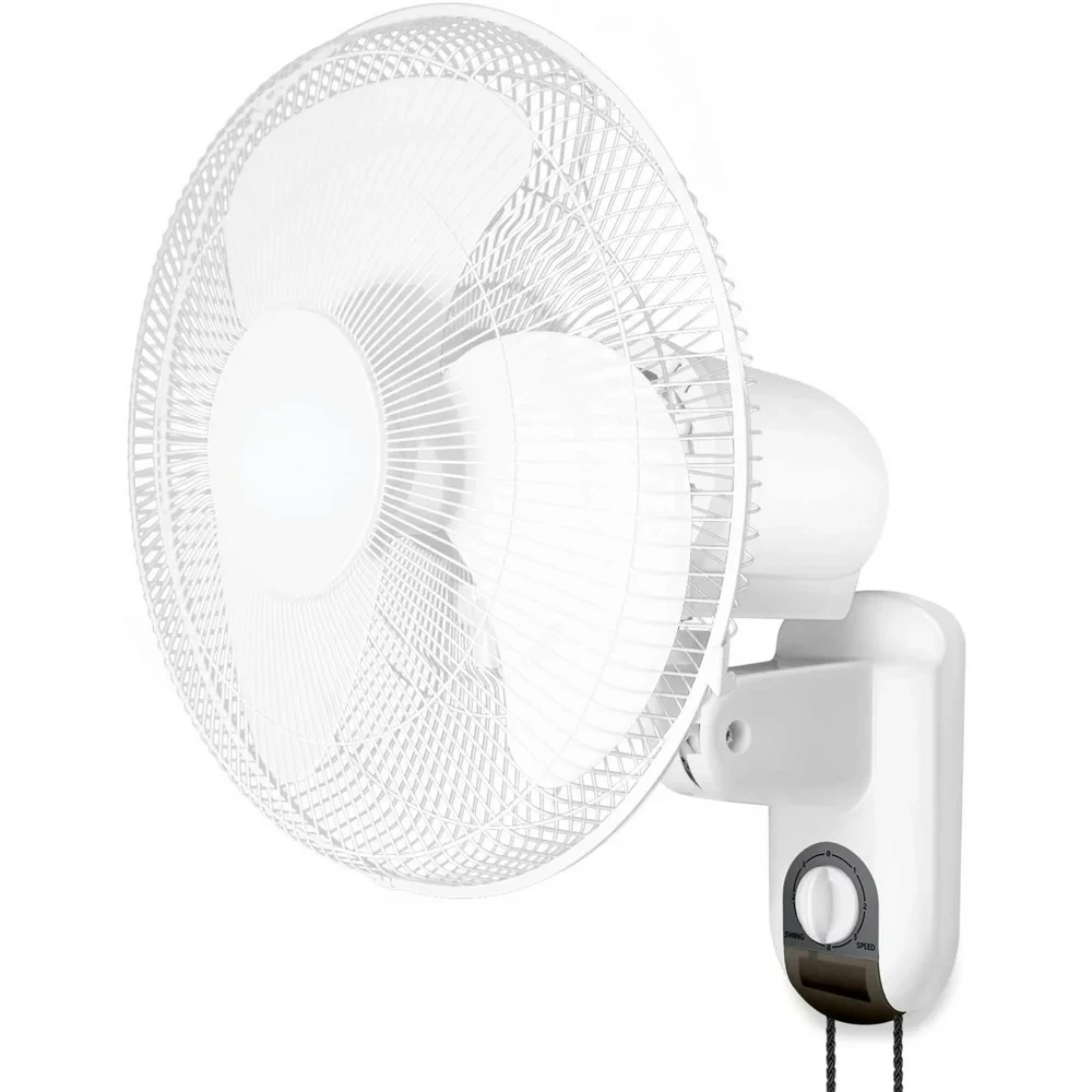 

Wall Mount Fans 16In Adjustable Tilt,Quiet Operation Household Wall Mount Fans Oscillatin,90 Degree, 3 Speed Settings, White Air
