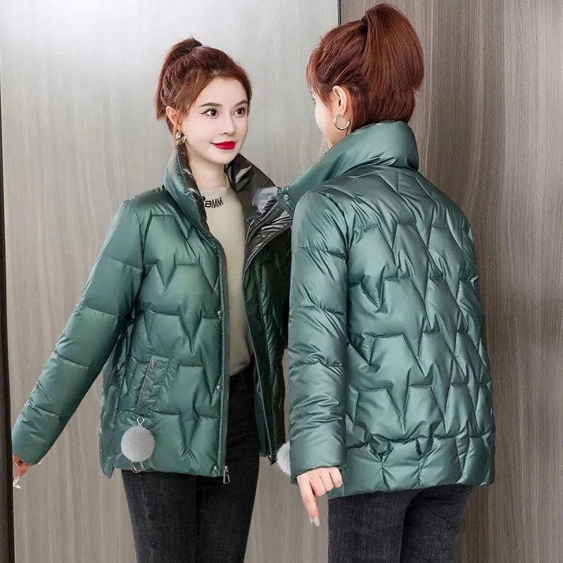 Winter Jacket Women Parkas Overcoat 2023 New Korean Short Glossy Down Cotton Jacket Parkas Female Casual Loose Outerwear