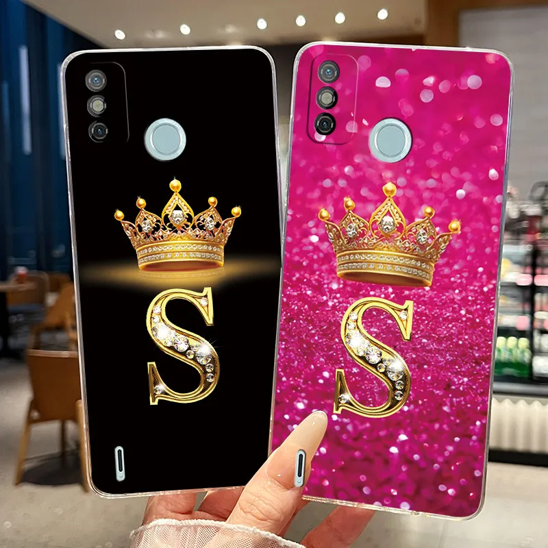 Фото Чехол для Tecno Spark 6 GO KE5 KE5j KE5k Spark 6 Air KE6 KE6j, прозрачный, мягкий, из ТПУ, модный, с короной и надписью, задняя крышка-корпус №1