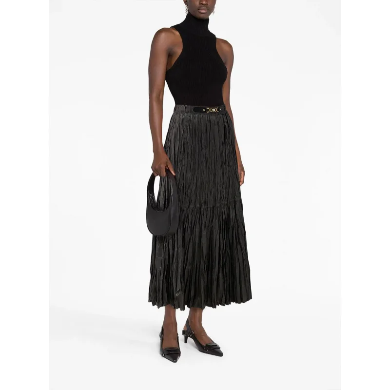 

Женская плиссированная юбка средней длины, элегантная однотонная повседневная юбка средней длины, лето 2023