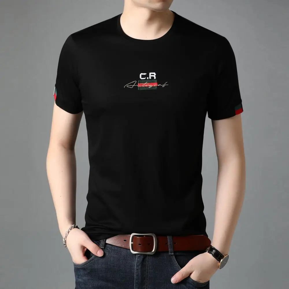 

COODRONY Summer Men's Fashion Tee Business T-shirt Soft Skin-friendly Sweat-absorbing Anti-wrinkle Round Neck Short Sleeve S6089