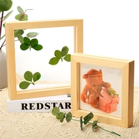1pc wood photo frame double sided glass photo frame home decoration crafts sawdust photo frame home craft desktop decoration