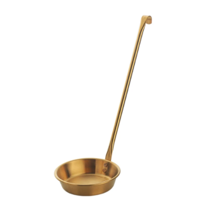 

Long Handle Stainless Steel Round Meat Pie Spoon Non-Stick Fried Food Ladle Serving Spoon Kitchen
