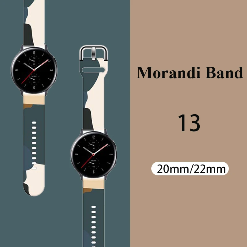 

20mm 22mm Band for Samsung Galaxy Watch 4/Classic/46mm/42mm/active 2 Gear s3/S2 Morandi silicone bracelet Huawei GT/2/GT2 strap