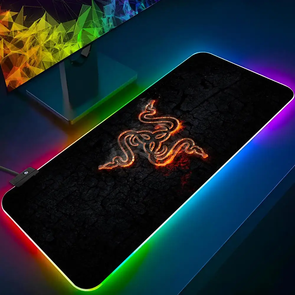 R-Razer-R коврик для мыши клавиатура светодиодный RGB ПК геймерский светящийся