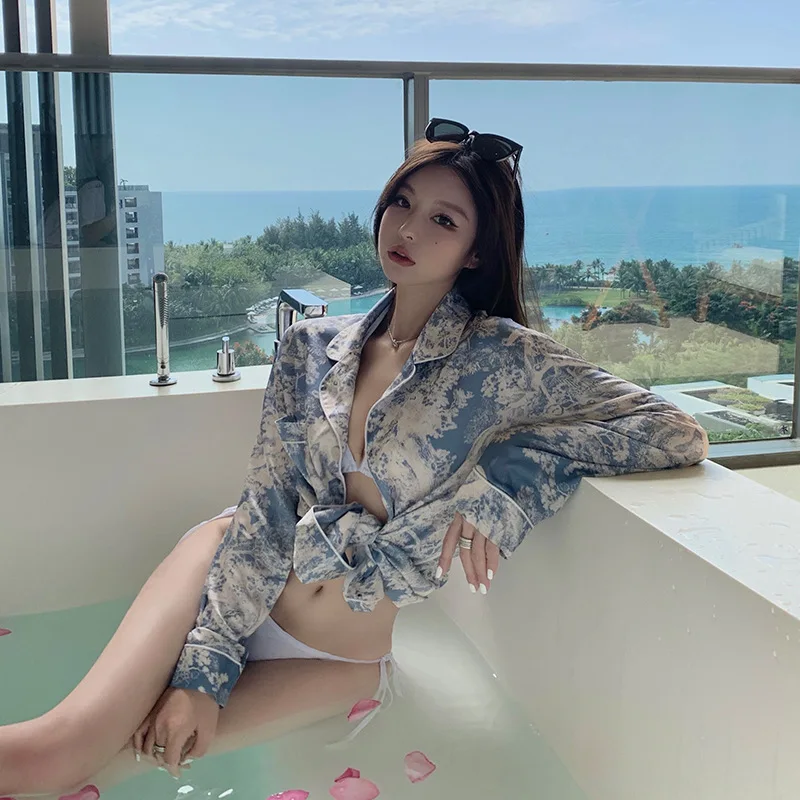 Шелковая пижама женская летняя ледяная шелковая пикантная Высококачественная