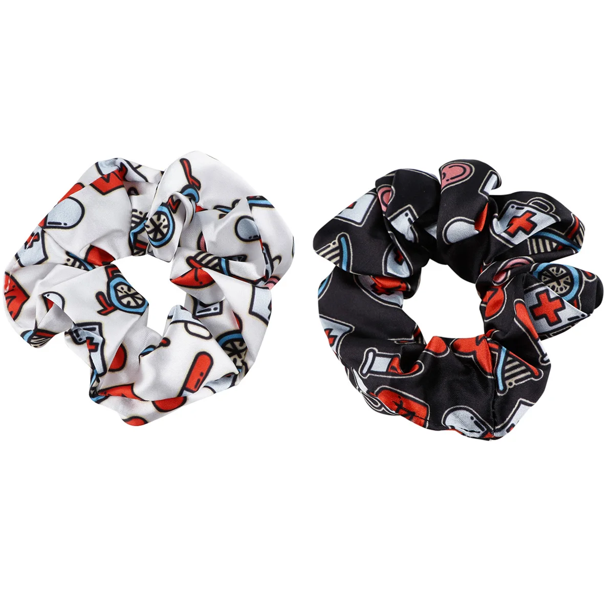 

Elegant Black White Scrunchies Hair Ties Elastic Hair Band Women Girls Hair Ropes Headband Doctors Nurse Hair Accessories