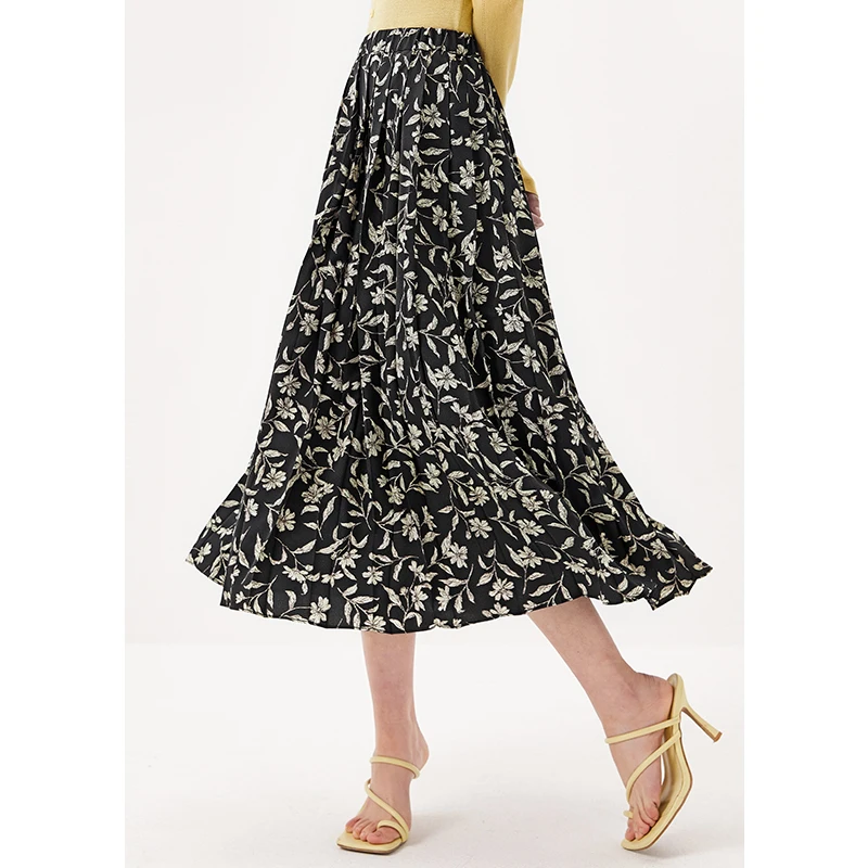 

Prairie Chic Pleated Long Skirts for Women Print Polyester Mid-Calf Empire Korean Fashion Clothing Faldas Mujer Moda 2023
