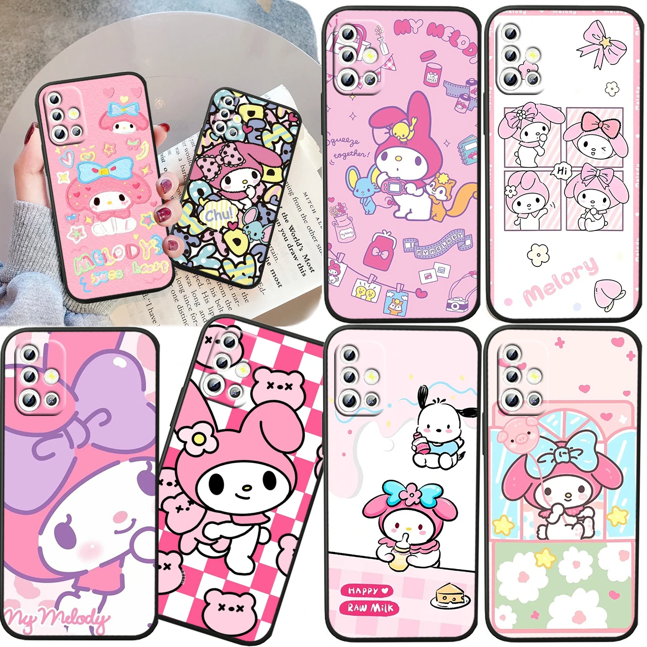 

Melody Cartoon Cute For Samsung A04S A81 A91 A71 A51 A41 A31 A12 A21S A01 4G 5G Silicone Soft Black Phone Case