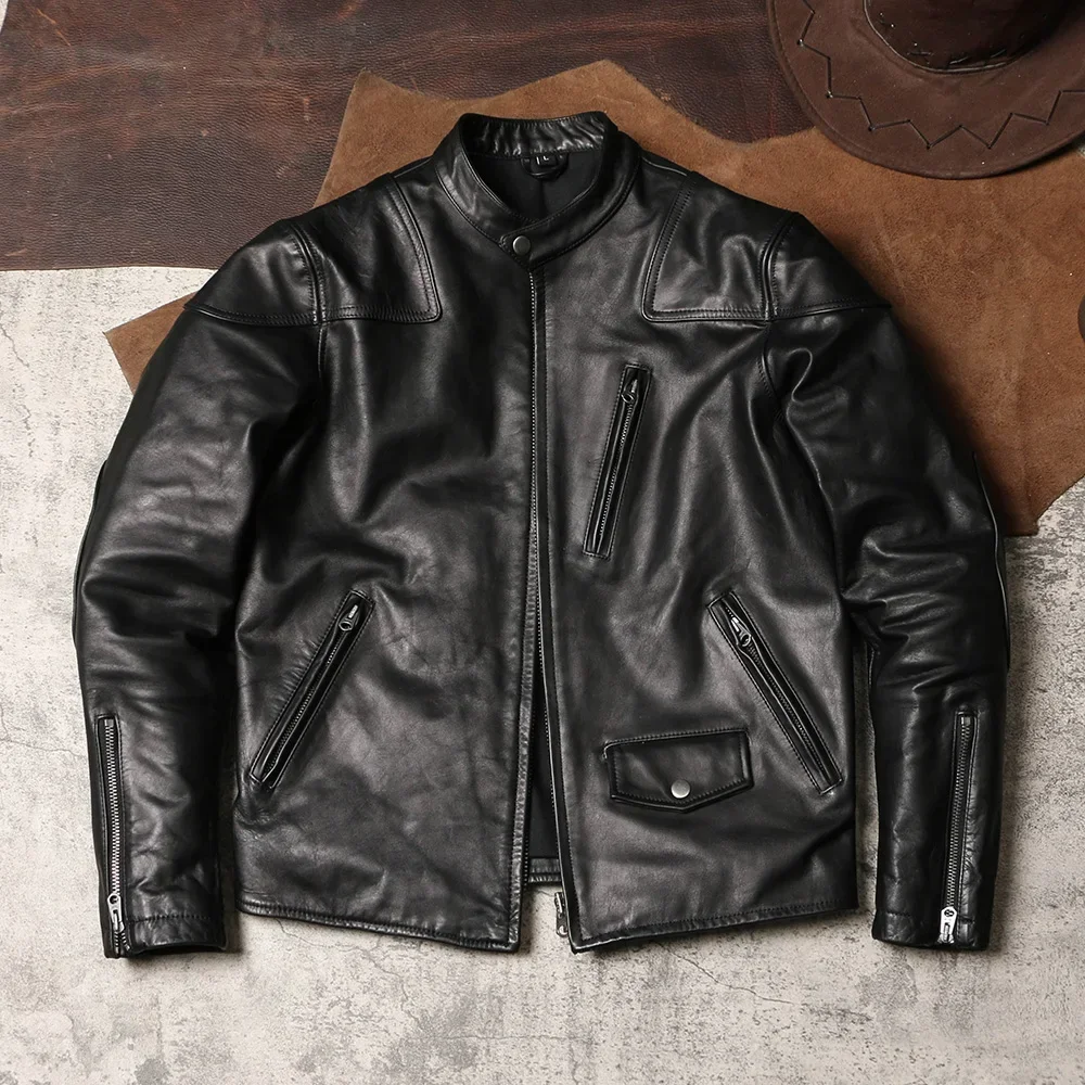 Байкерская кожаная куртка Blunt Razor Venom мужская облегающая мотоциклетная с